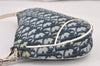 Authentic Christian Dior Trotter Saddle Shoulder Hand Bag PVC Enamel Blue 1104K