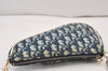 Authentic Christian Dior Trotter Saddle Shoulder Hand Bag PVC Enamel Blue 1104K