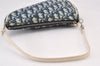 Authentic Christian Dior Trotter Saddle Shoulder Hand Bag PVC Enamel Blue 1104K
