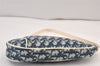 Authentic Christian Dior Trotter Saddle Shoulder Hand Bag PVC Enamel Blue 1104K
