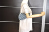 Authentic Christian Dior Trotter Saddle Shoulder Hand Bag PVC Enamel Blue 1104K