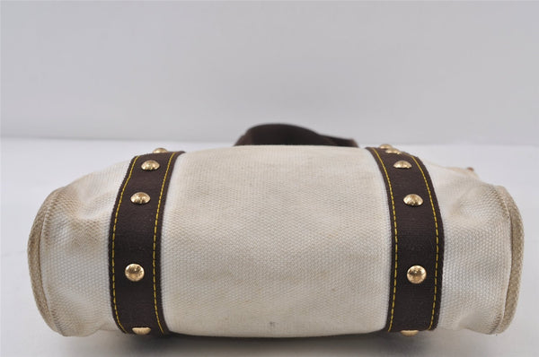 Authentic Louis Vuitton Antigua Cabas MM Tote Bag White Brown M40036 LV 1105J