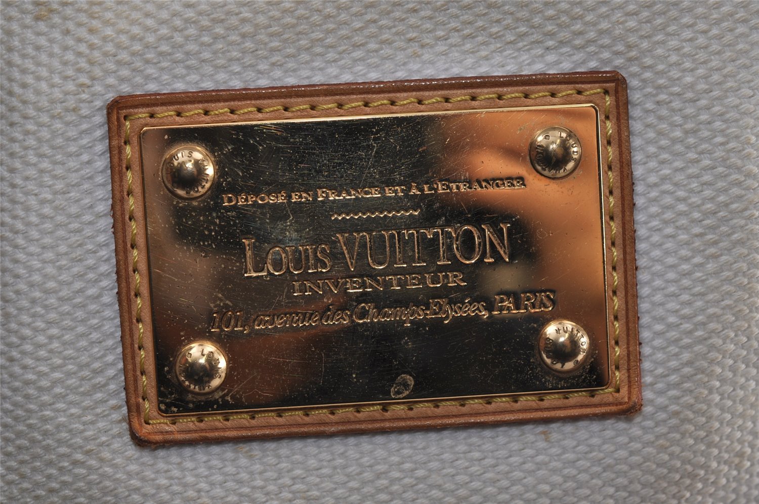 Authentic Louis Vuitton Antigua Cabas MM Tote Bag White Brown M40036 LV 1105J