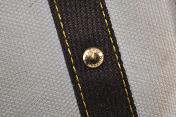 Authentic Louis Vuitton Antigua Cabas MM Tote Bag White Brown M40036 LV 1105J