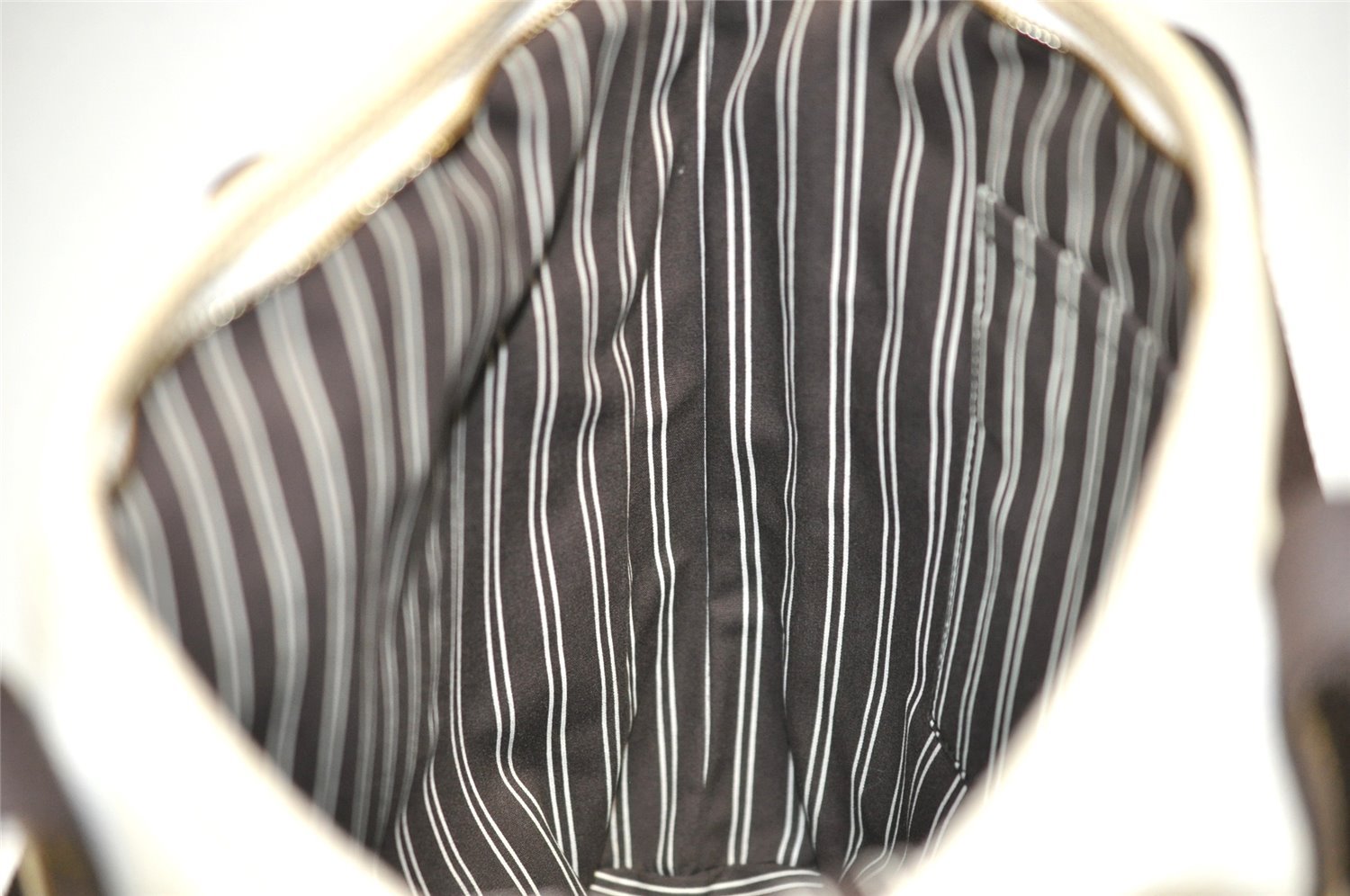 Authentic Louis Vuitton Antigua Cabas MM Tote Bag White Brown M40036 LV 1105J