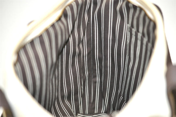 Authentic Louis Vuitton Antigua Cabas MM Tote Bag White Brown M40036 LV 1105J