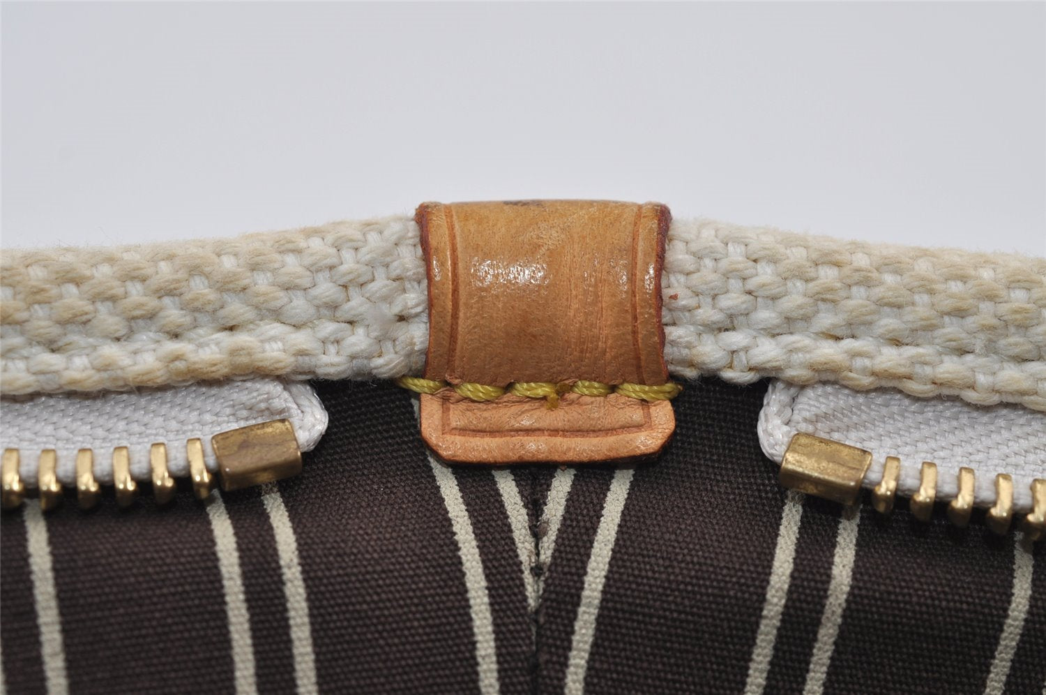 Authentic Louis Vuitton Antigua Cabas MM Tote Bag White Brown M40036 LV 1105J