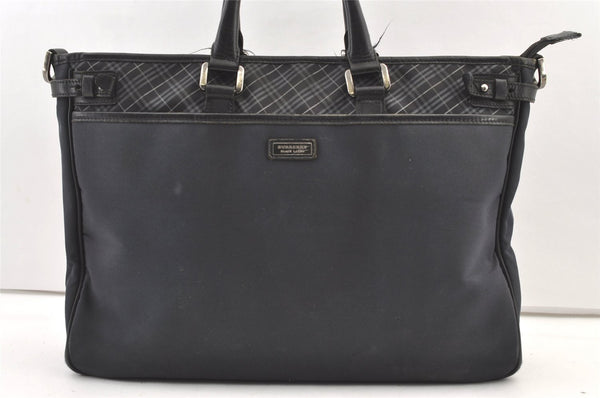 Authentic BURBERRY BLACK LABEL 2Way Shoulder BriefCase Nylon Leather Black 1105K