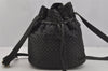 Authentic BOTTEGA VENETA Intrecciato Leather Shoulder Drawstring Bag Black 1106J