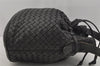 Authentic BOTTEGA VENETA Intrecciato Leather Shoulder Drawstring Bag Black 1106J