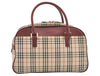 Authentic BURBERRY Vintage Nova Check Canvas Leather Hand Boston Bag Beige 1107K