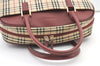 Authentic BURBERRY Vintage Nova Check Canvas Leather Hand Boston Bag Beige 1107K
