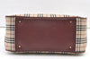 Authentic BURBERRY Vintage Nova Check Canvas Leather Hand Boston Bag Beige 1107K