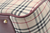 Authentic BURBERRY Vintage Nova Check Canvas Leather Hand Boston Bag Beige 1107K
