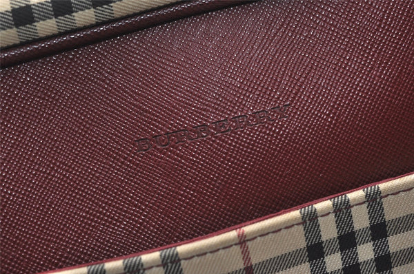 Authentic BURBERRY Vintage Nova Check Canvas Leather Hand Boston Bag Beige 1107K