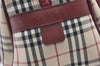 Authentic BURBERRY Vintage Nova Check Canvas Leather Hand Boston Bag Beige 1107K