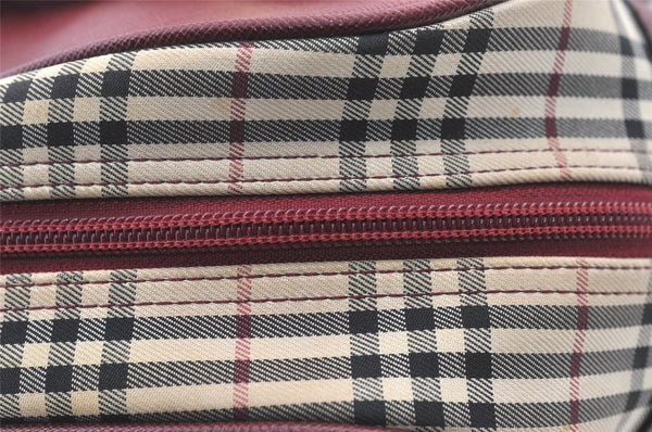 Authentic BURBERRY Vintage Nova Check Canvas Leather Hand Boston Bag Beige 1107K
