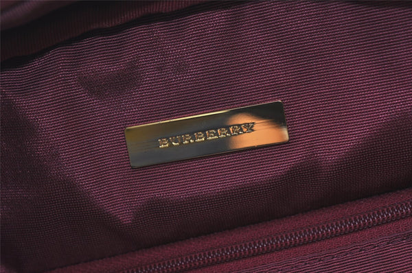 Authentic BURBERRY Vintage Nova Check Canvas Leather Hand Boston Bag Beige 1107K