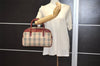 Authentic BURBERRY Vintage Nova Check Canvas Leather Hand Boston Bag Beige 1107K