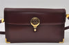 Authentic Christian Dior Shoulder Cross Body Bag Purse Leather Bordeaux CD 1108J