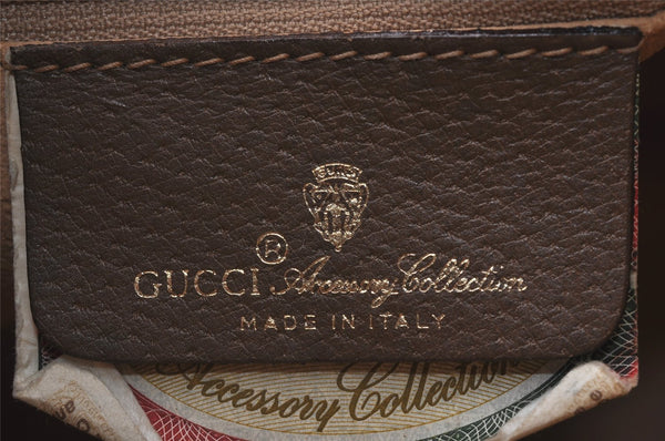 Authentic GUCCI Web Sherry Line Hand Boston Bag GG PVC Leather Brown 1109I