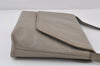 Authentic Salvatore Ferragamo Leather Shoulder Cross Body Bag Light Gray 1109J