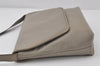 Authentic Salvatore Ferragamo Leather Shoulder Cross Body Bag Light Gray 1109J