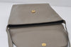 Authentic Salvatore Ferragamo Leather Shoulder Cross Body Bag Light Gray 1109J