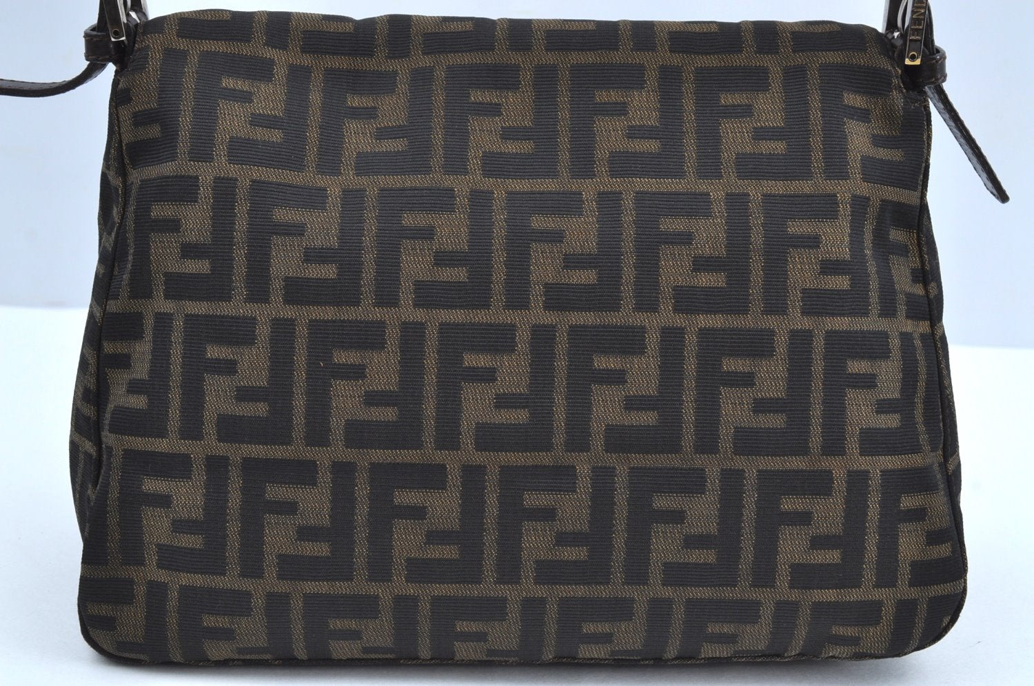 Authentic FENDI Zucca Mamma Baguette Shoulder Bag Canvas Leather Brown 1110I
