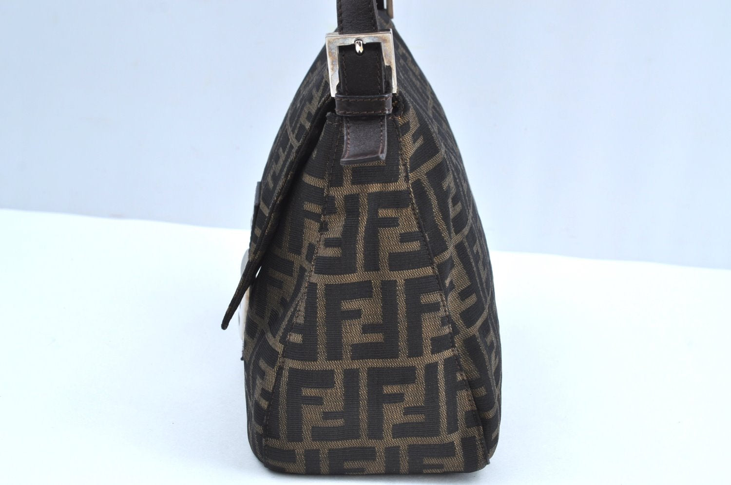Authentic FENDI Zucca Mamma Baguette Shoulder Bag Canvas Leather Brown 1110I