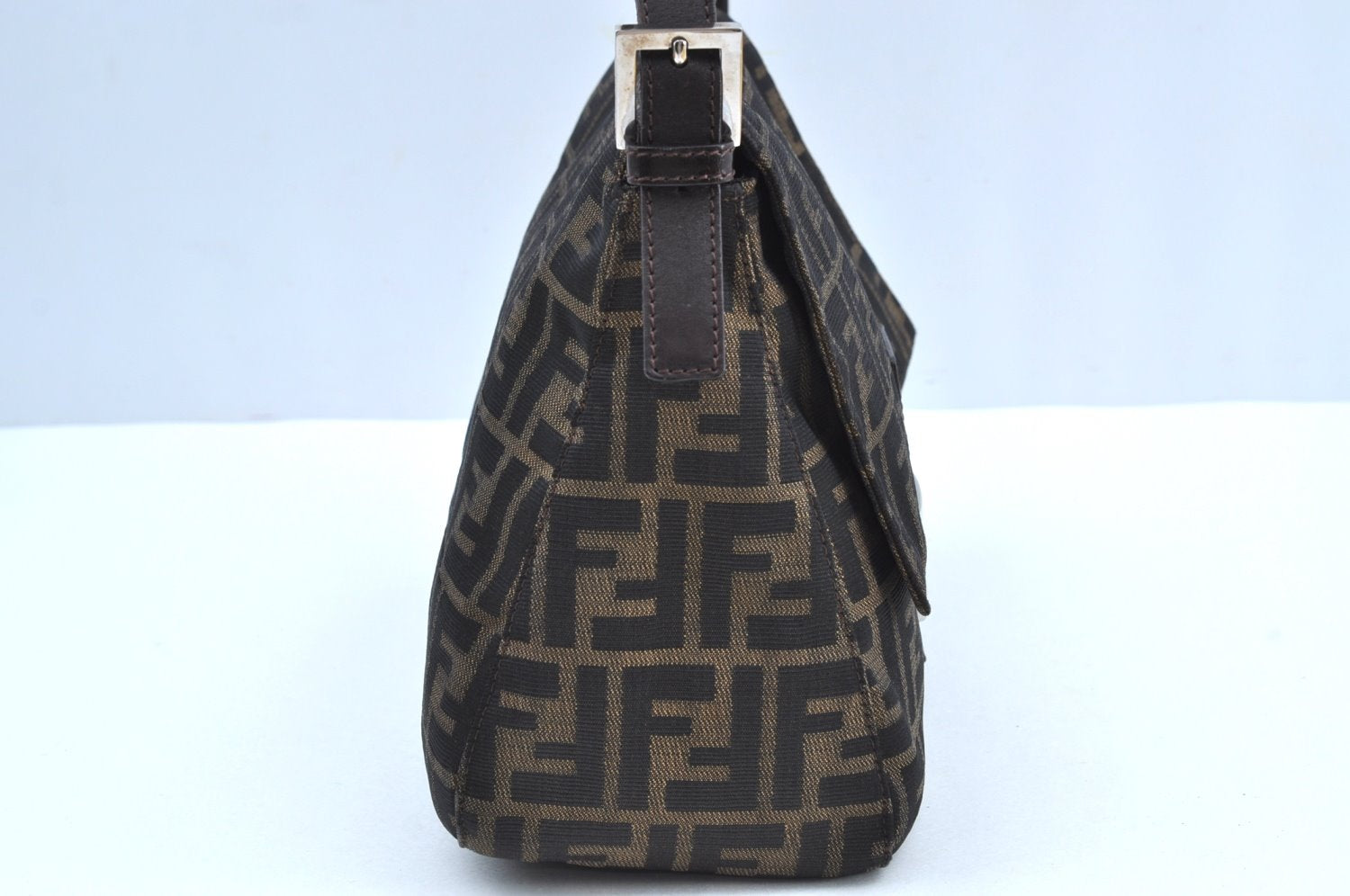 Authentic FENDI Zucca Mamma Baguette Shoulder Bag Canvas Leather Brown 1110I