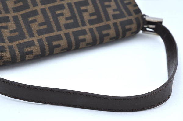 Authentic FENDI Zucca Mamma Baguette Shoulder Bag Canvas Leather Brown 1110I