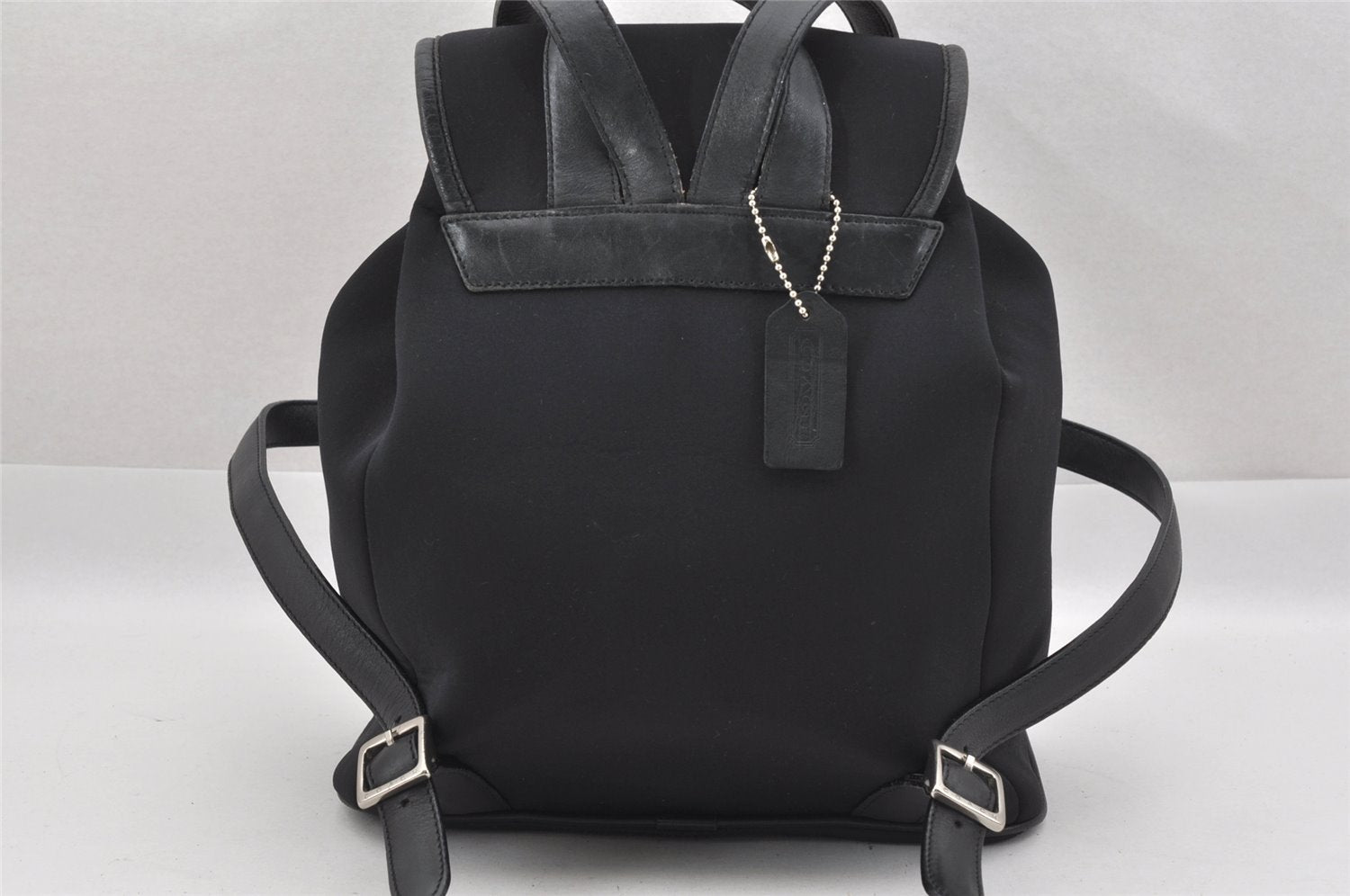 Authentic COACH Vintage Drawstring Backpack Urethan Leather 6205 Black 1110J