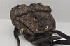 Authentic FENDI Vintage Zucca Backpack Purse Canvas Leather Brown 1111I
