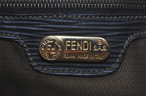 Authentic FENDI Vintage Zucca Backpack Purse Canvas Leather Brown 1111I