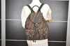 Authentic FENDI Vintage Zucca Backpack Purse Canvas Leather Brown 1111I
