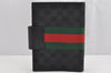 Auth GUCCI Web Sherry Line Agenda Notebook Cover GG Canvas Leather Black 1111K