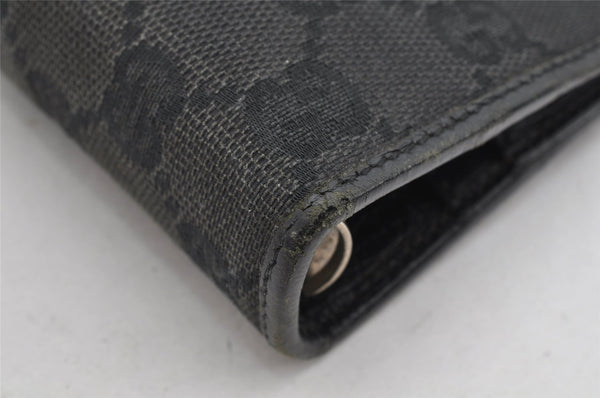 Auth GUCCI Web Sherry Line Agenda Notebook Cover GG Canvas Leather Black 1111K