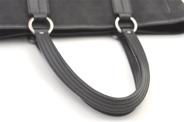 Authentic GUCCI Vintage Shoulder Tote Bag GG Canvas Leather 113017 Black 1112K