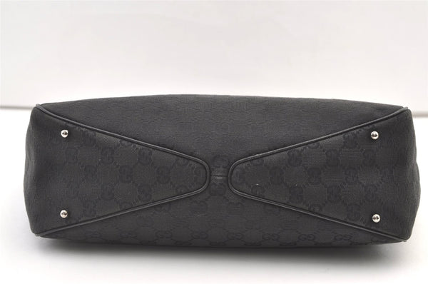 Authentic GUCCI Vintage Shoulder Tote Bag GG Canvas Leather 113017 Black 1112K