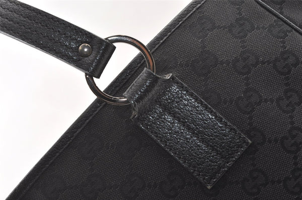Authentic GUCCI Vintage Shoulder Tote Bag GG Canvas Leather 113017 Black 1112K