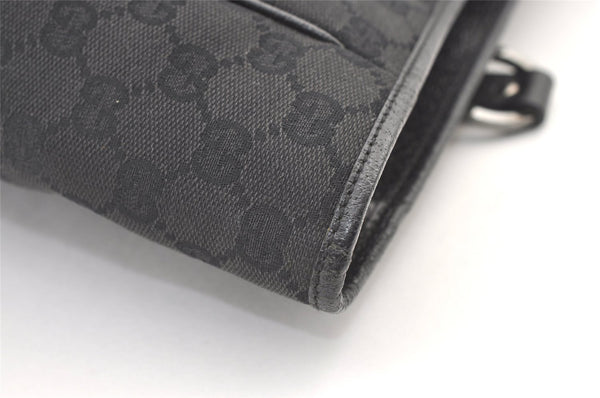 Authentic GUCCI Vintage Shoulder Tote Bag GG Canvas Leather 113017 Black 1112K