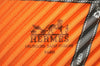 Authentic HERMES Pleats Scarf "Bolduc Ribbon" Silk Orange Box 1113K