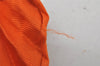 Authentic HERMES Pleats Scarf "Bolduc Ribbon" Silk Orange Box 1113K