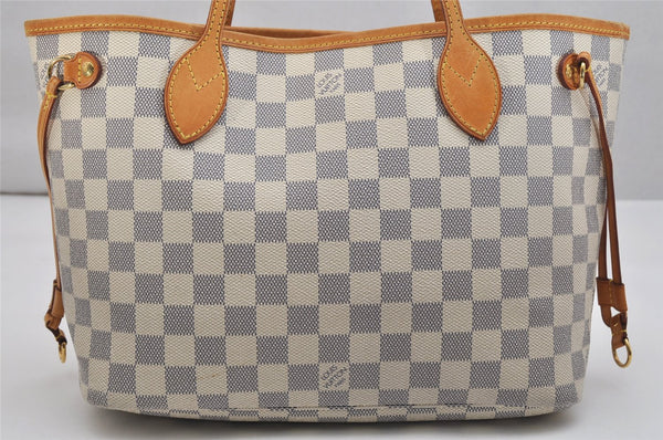 Authentic Louis Vuitton Damier Azur Neverfull PM Tote Bag N51110 LV 1114K