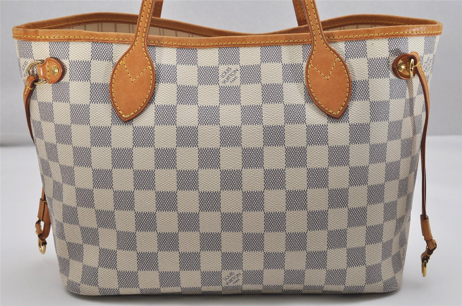 Authentic Louis Vuitton Damier Azur Neverfull PM Tote Bag N51110 LV 1114K