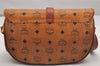 Authentic MCM Visetos Leather Vintage Shoulder Cross Body Bag Purse Brown 1115J