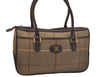 Authentic Burberrys Check Canvas Leather Shoulder Hand Bag Khaki Green 1116K