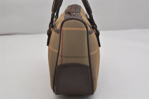 Authentic Burberrys Check Canvas Leather Shoulder Hand Bag Khaki Green 1116K