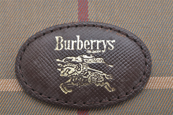 Authentic Burberrys Check Canvas Leather Shoulder Hand Bag Khaki Green 1116K